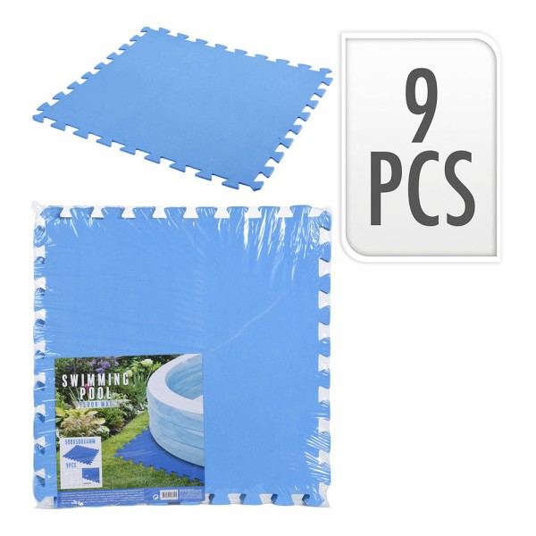 Suelo protector de piscinas 9 piezas, 500 x 500 x 4 mm
