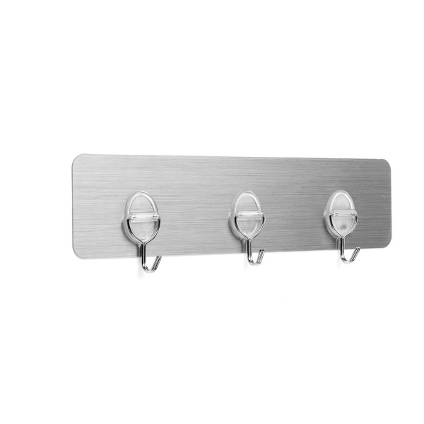 Colgador adherente reutilizable con 3 ganchos móviles acero inoxidable 1293-7 inofix (pack 2 unidades)